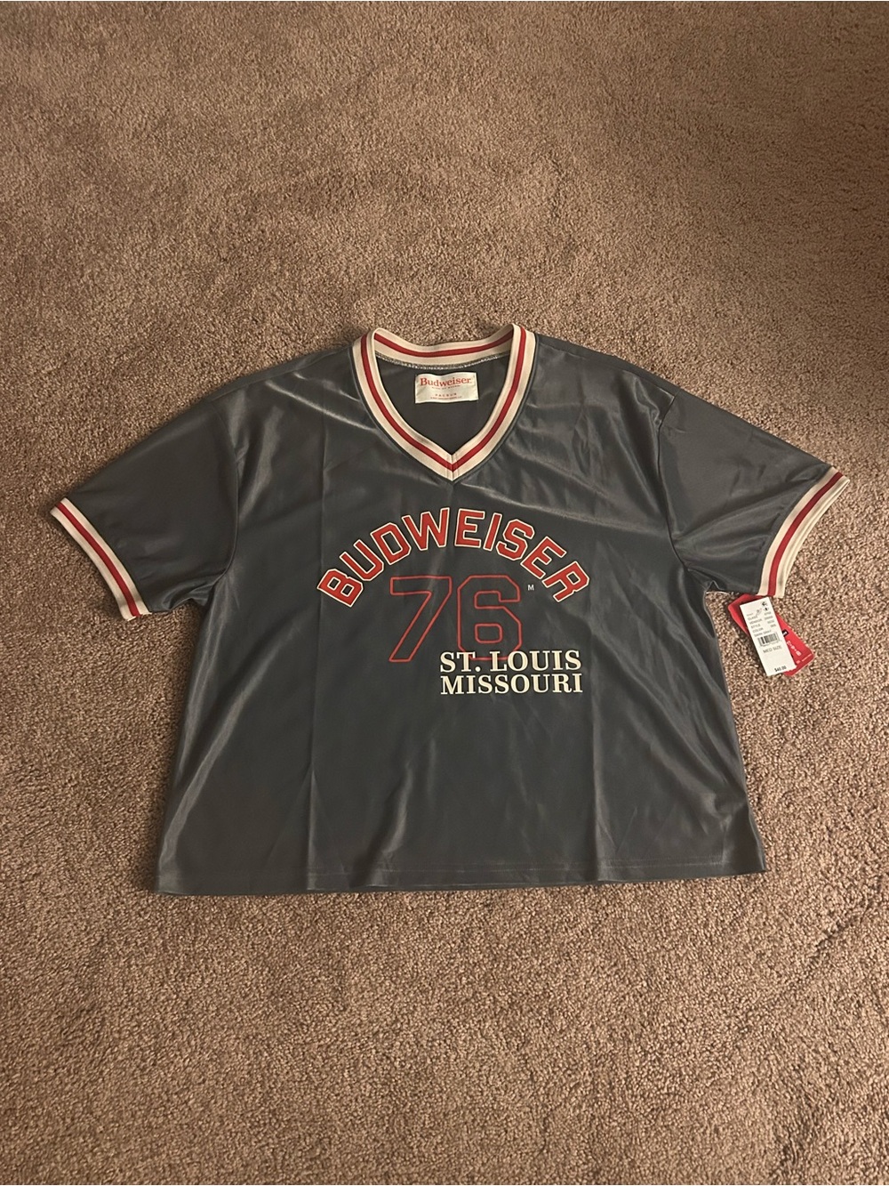 PacSun Budweiser Gray Jersey with Red and White Trim